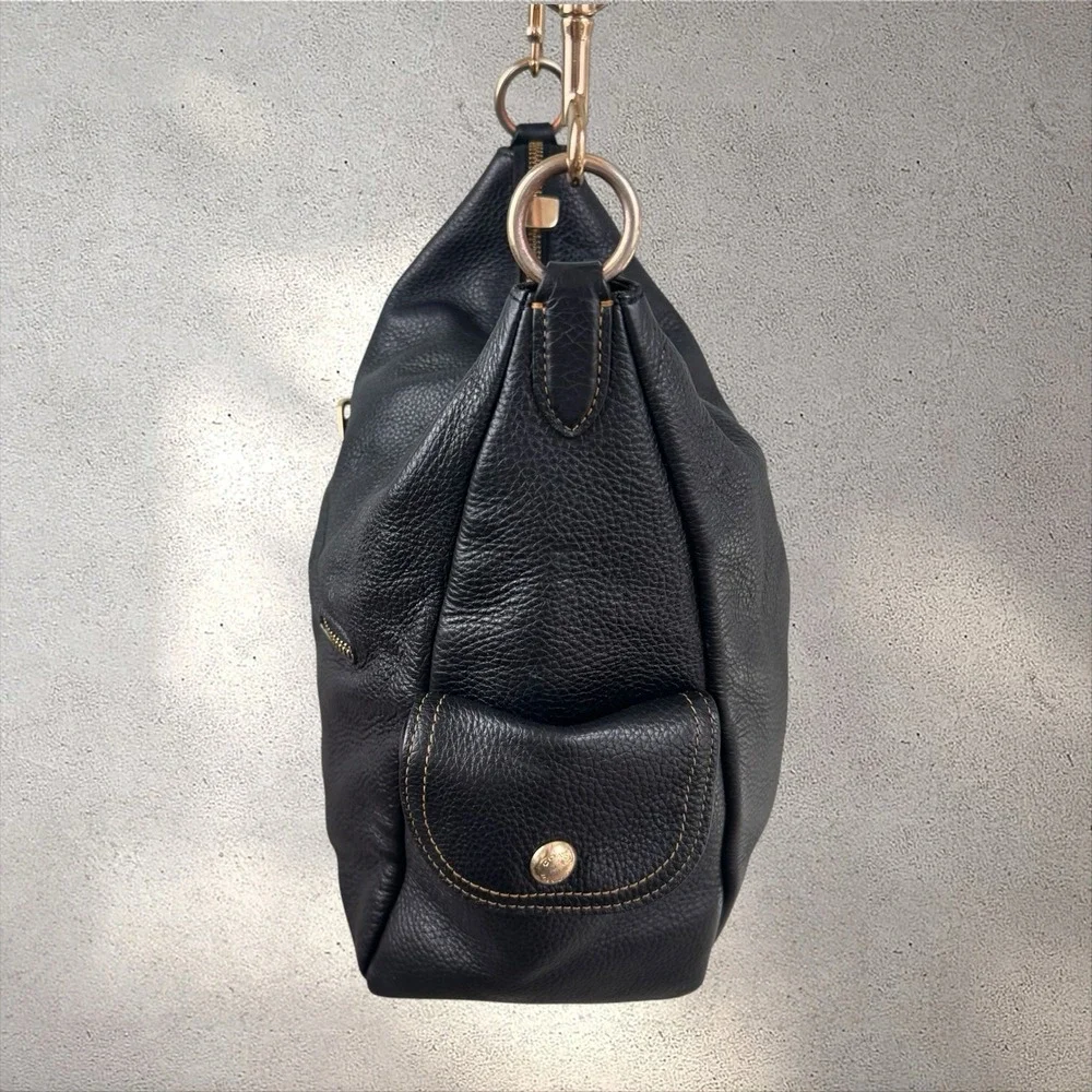 Coach 6152 Pennie Black Pebbled Leather Hobo Crossbody Bag Gold Hardware Purse